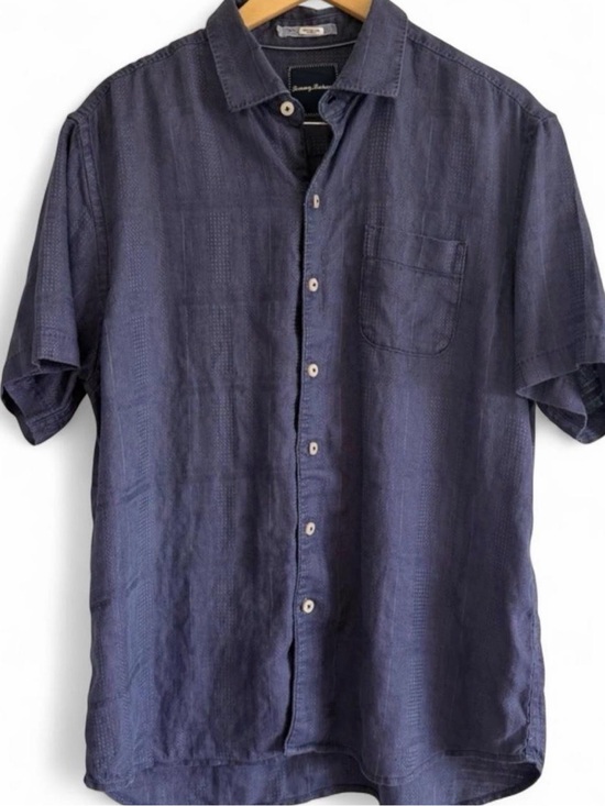 Tommy Bahama Other - Tommy Bahama 100% Linen Textured Short Sleeve Button Up Shirt L Coastal Beachy